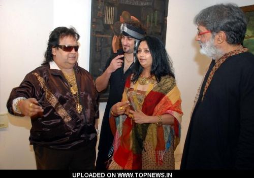 Bappi Lahiri, Sahil Multi Khan and Daxa Khandwala at Daxa Khandwala's Painting Exhibition Bappi Lahiri, Sahil Multi Khan and Daxa Khandwala at Daxa Khandwala's Painting Exhibition
